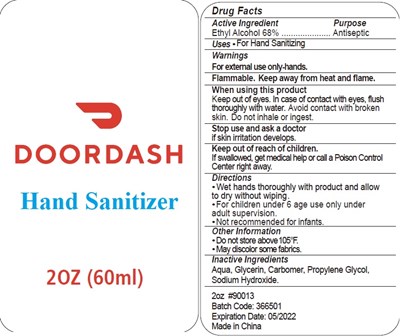 Image Description (Doordash Hand Sanitizer 60 mL  68)